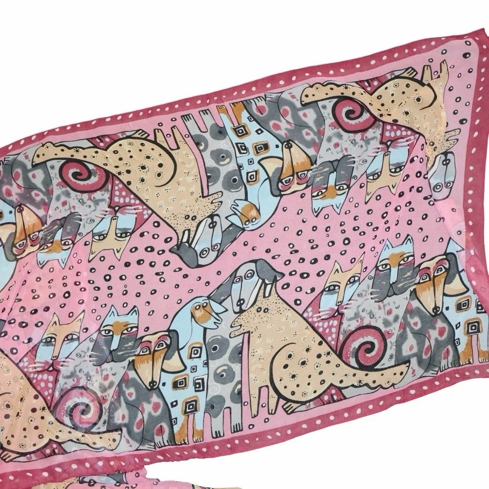 Long Cats And Dogs Novelty‎ Scarf Chiffon Wrapable
